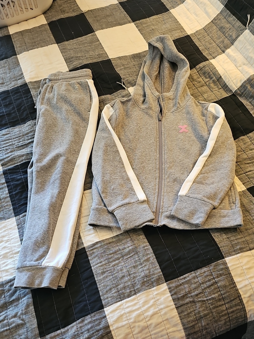 Xersion Grey Joggers with White Side Stripe